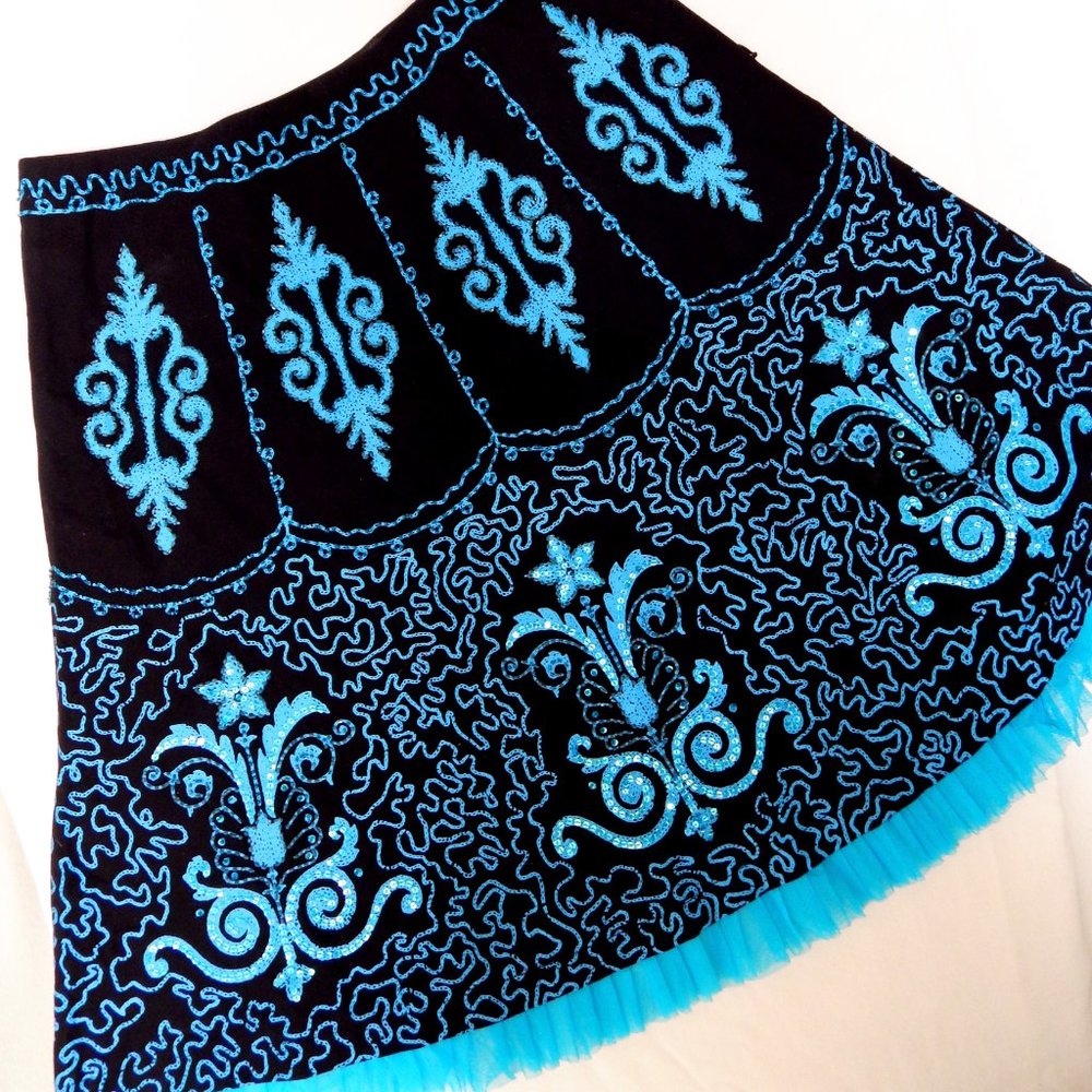 Anthropologie Basil and Maude Beaded A-Line Skirt